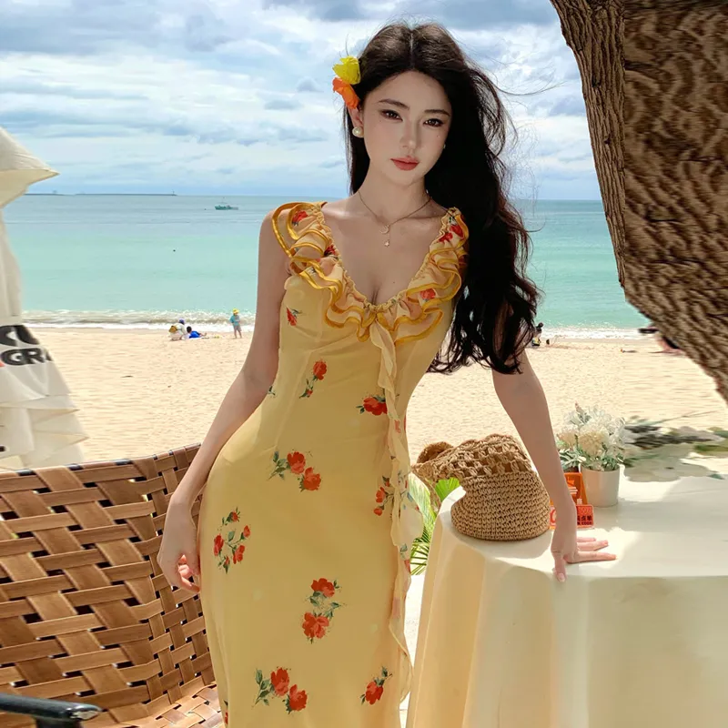 Gentle Welcome Slip Dress Women's Yellow Floral-4