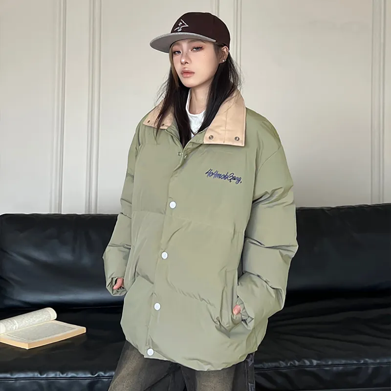404MOB GANG Puffer Jacket Unisex Army Green-2
