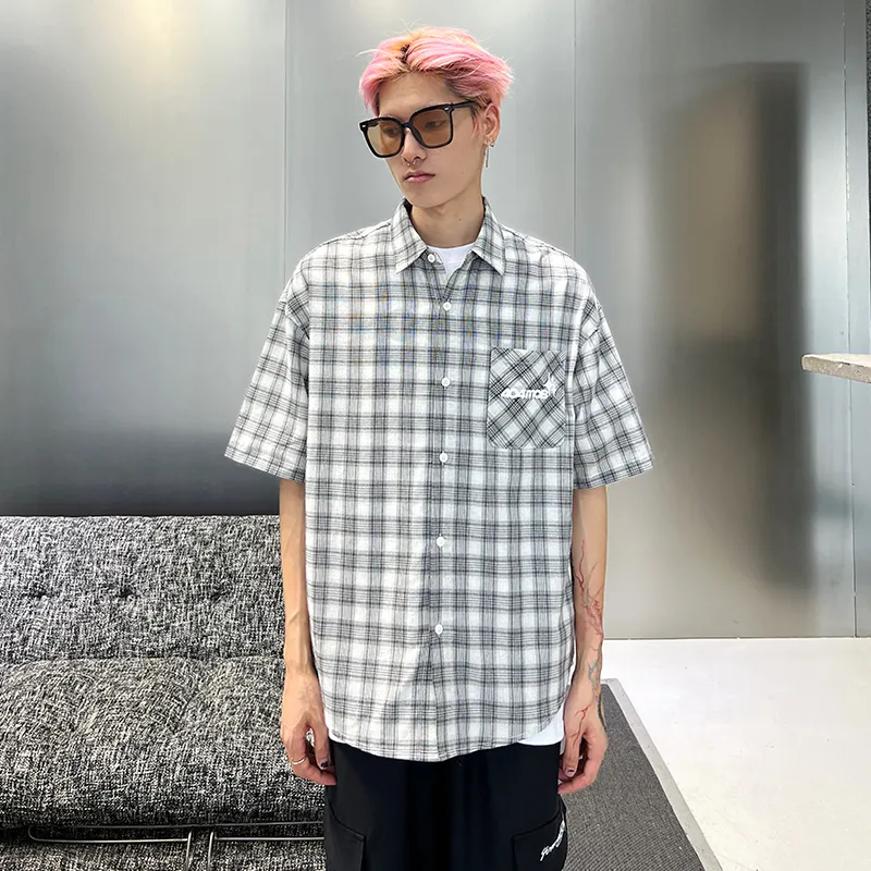 404MOB GANG Shirt Unisex Black White Plaid-7