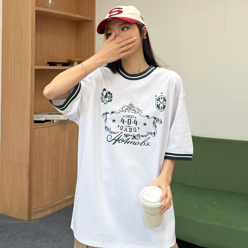 404MOB GANG Drop Shoulder Sleeve T Shirt Unisex White-4