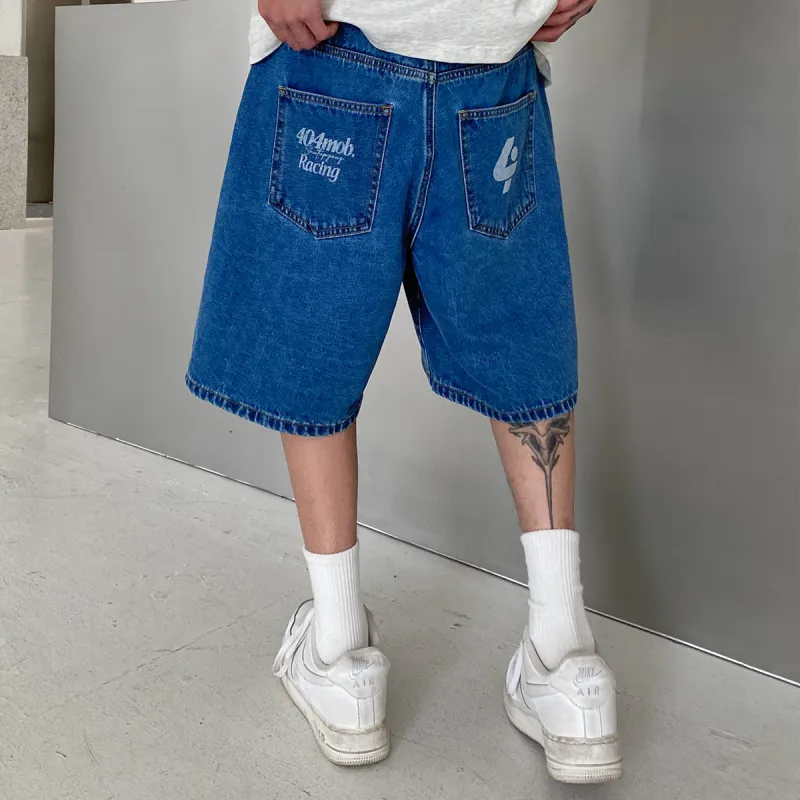 404MOB GANG Denim Shorts Unisex-12