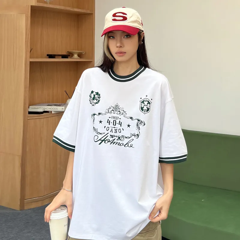404MOB GANG Drop Shoulder Sleeve T Shirt Unisex White-5