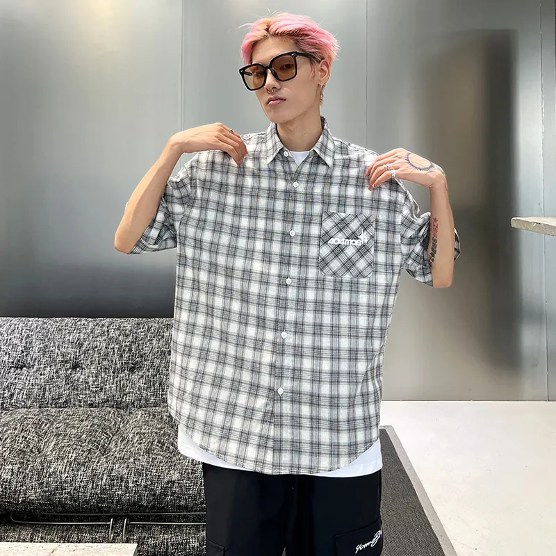 404MOB GANG Shirt Unisex Black White Plaid-3