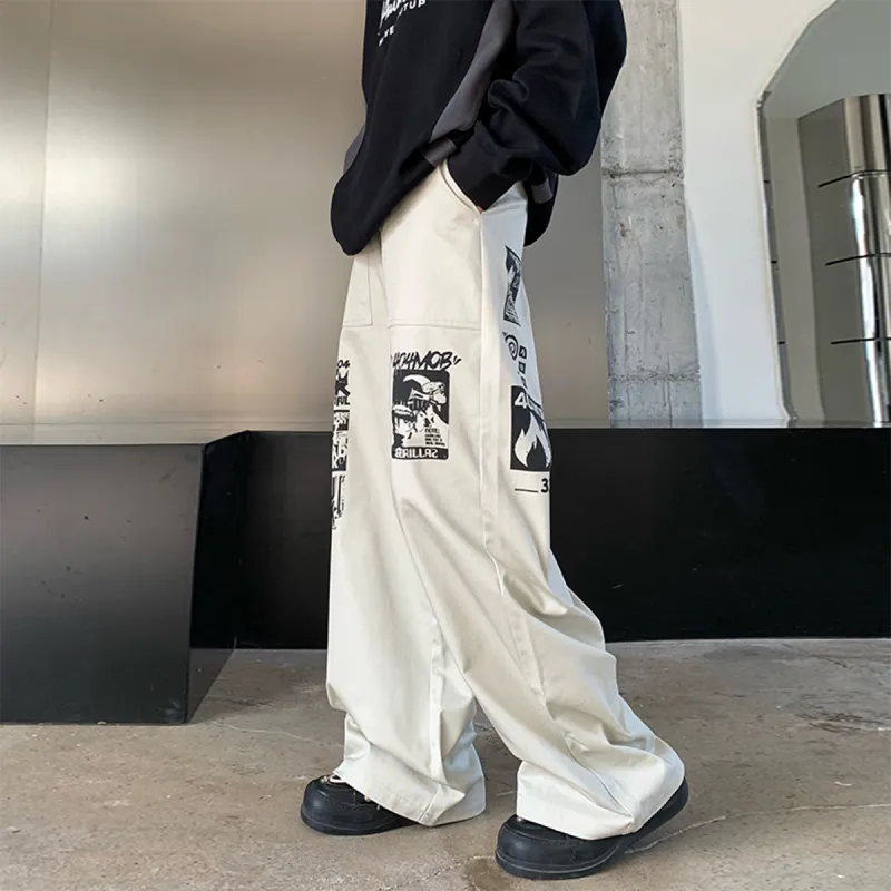 404MOB GANG Casual Pants Unisex Ecru-2