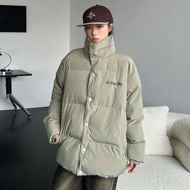 404MOB GANG Puffer Jacket Unisex Army Green-5