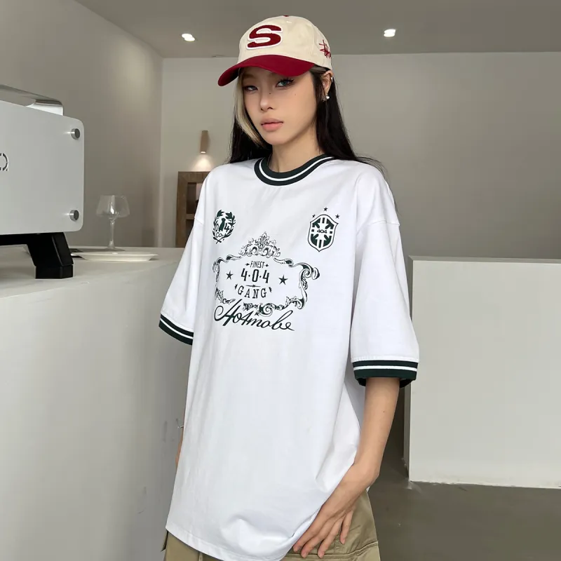 404MOB GANG Drop Shoulder Sleeve T Shirt Unisex White-2