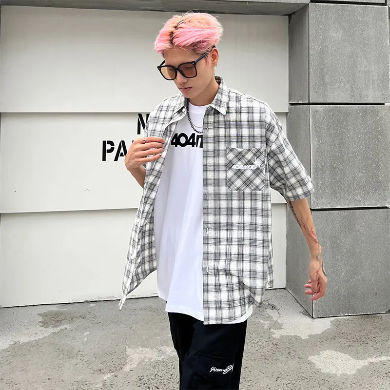 404MOB GANG Shirt Unisex Black White Plaid-4