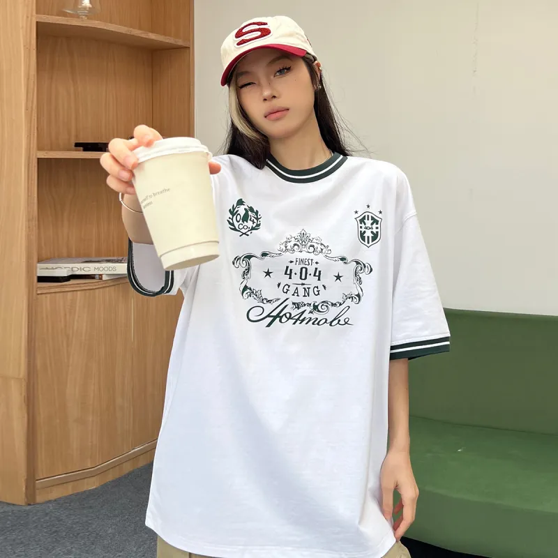 404MOB GANG Drop Shoulder Sleeve T Shirt Unisex White-3