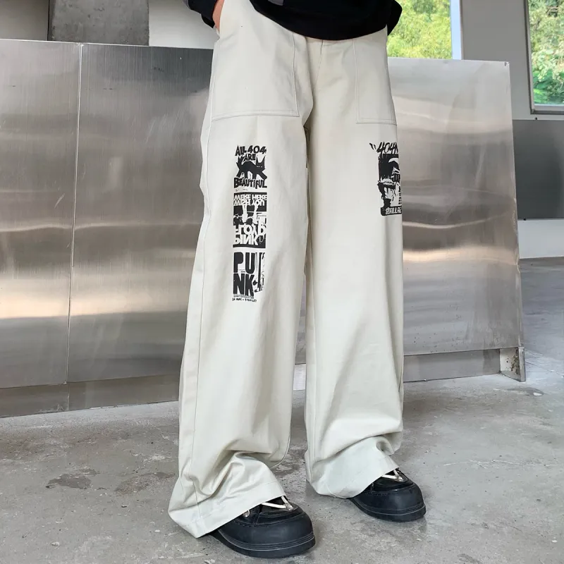 404MOB GANG Casual Pants Unisex Ecru-5