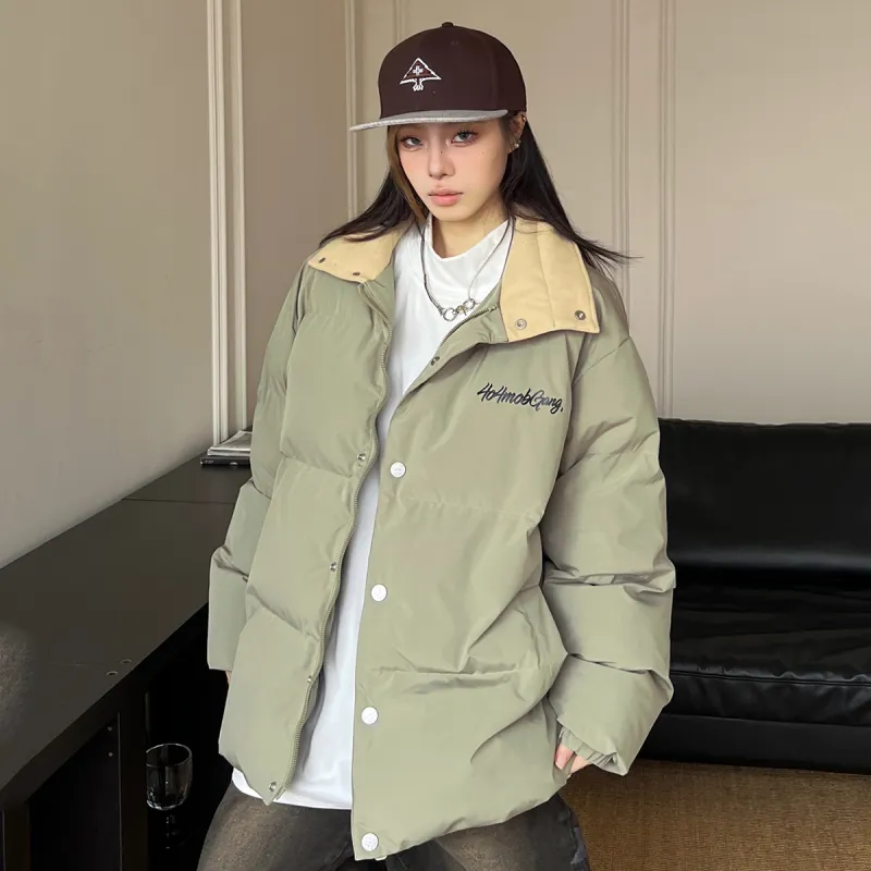 404MOB GANG Puffer Jacket Unisex Army Green-6