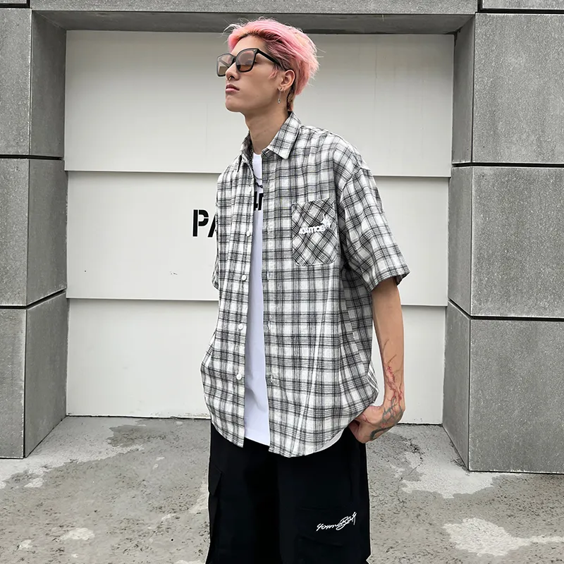 404MOB GANG Shirt Unisex Black White Plaid-8