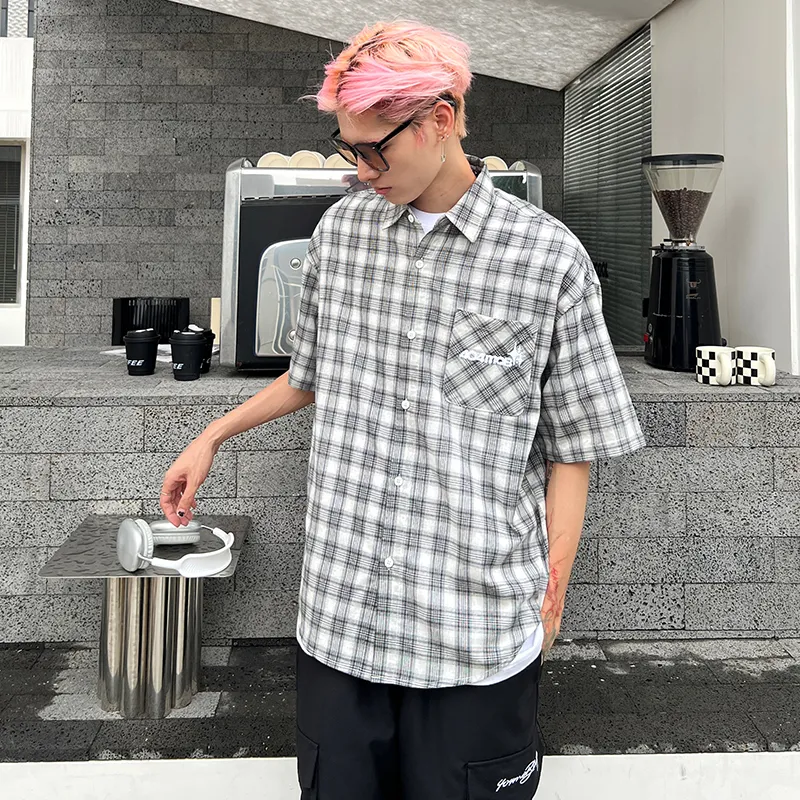 404MOB GANG Shirt Unisex Black White Plaid-5