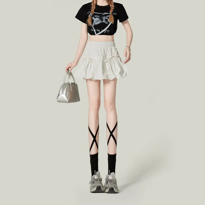 Enhanced Casual Short Skirts Women's White-2