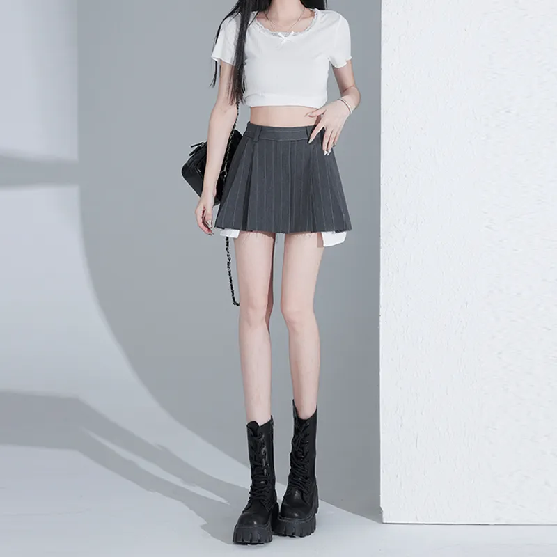 Enhanced Casual Short Skirts Women's Gray-4