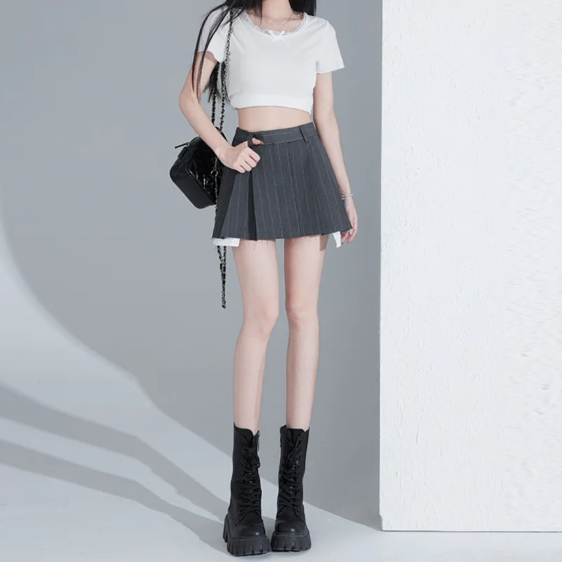 Enhanced Casual Short Skirts Women's Gray-3