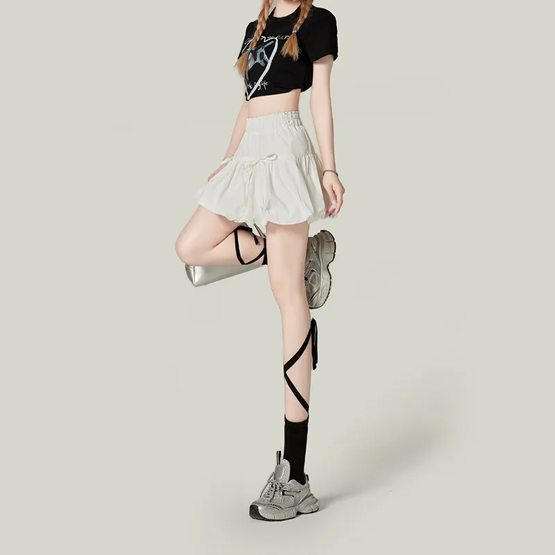 Enhanced Casual Short Skirts Women's White-4
