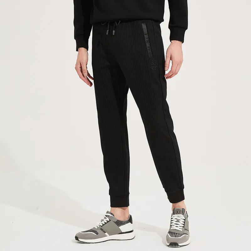 DIDIBOY Casual Pants Men's Black Stripes-2