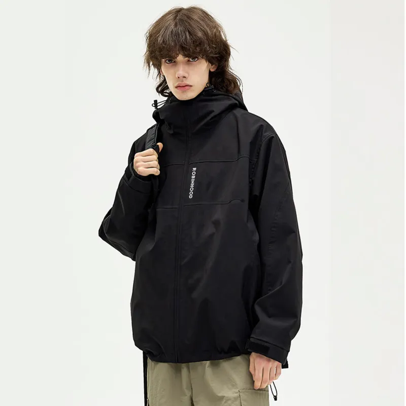 ROBINHOOD Waterproof And Windproof Windbreaker Jacket Unisex Black-3