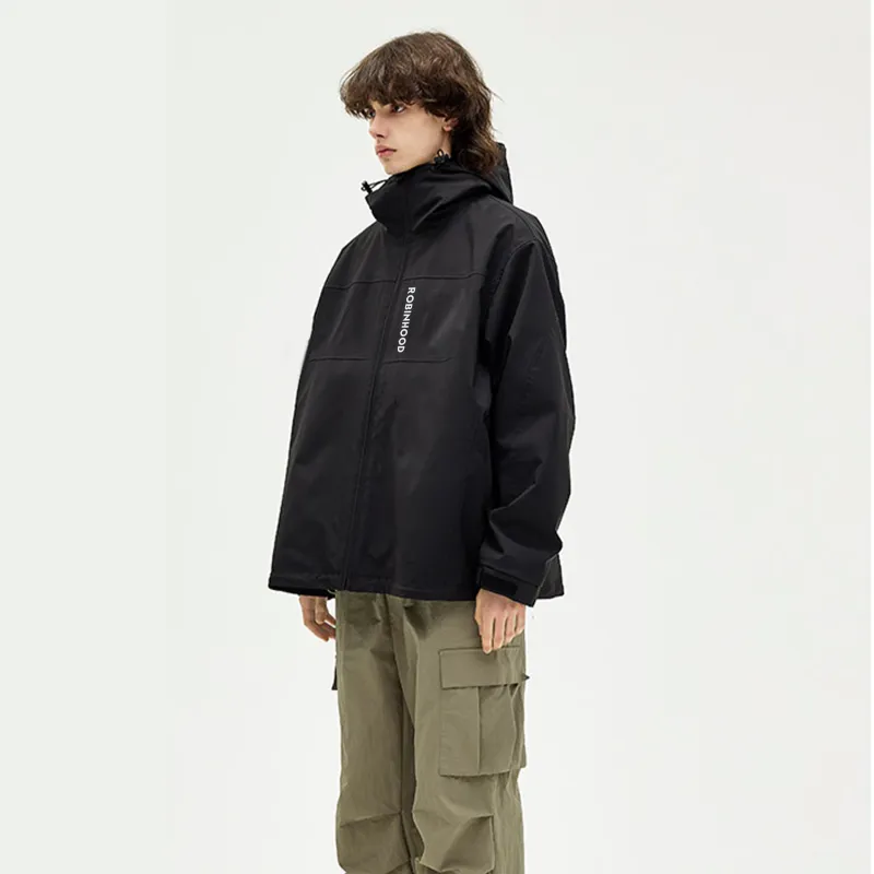 ROBINHOOD Waterproof And Windproof Windbreaker Jacket Unisex Black-2