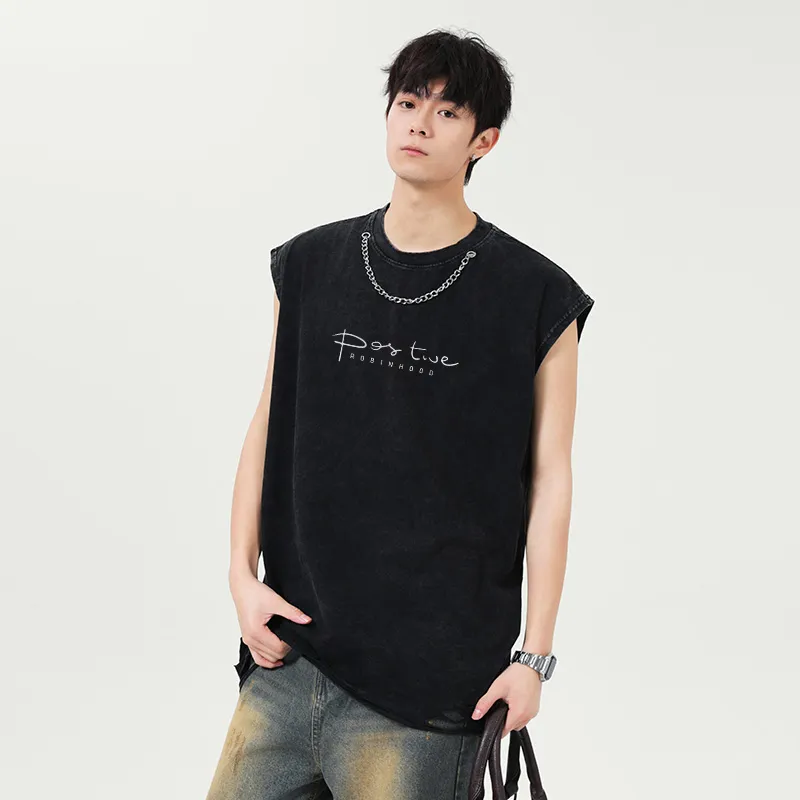 ROBINHOOD Tank Tops Unisex Washed Black-4