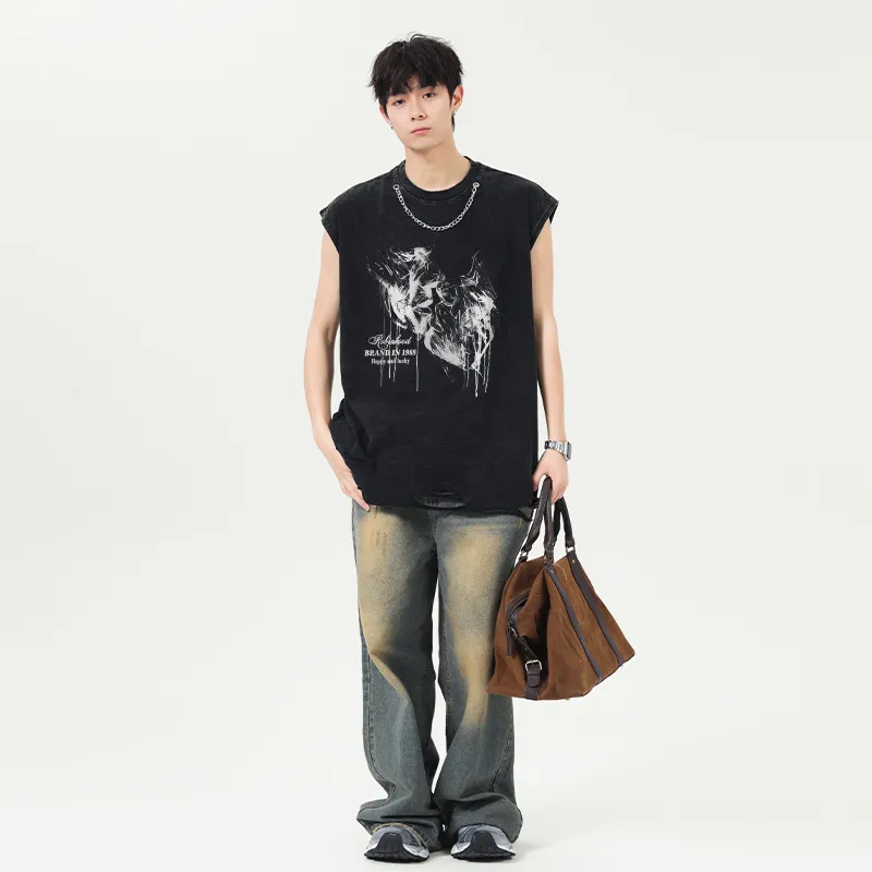 ROBINHOOD Tank Tops Unisex Washed Black-2