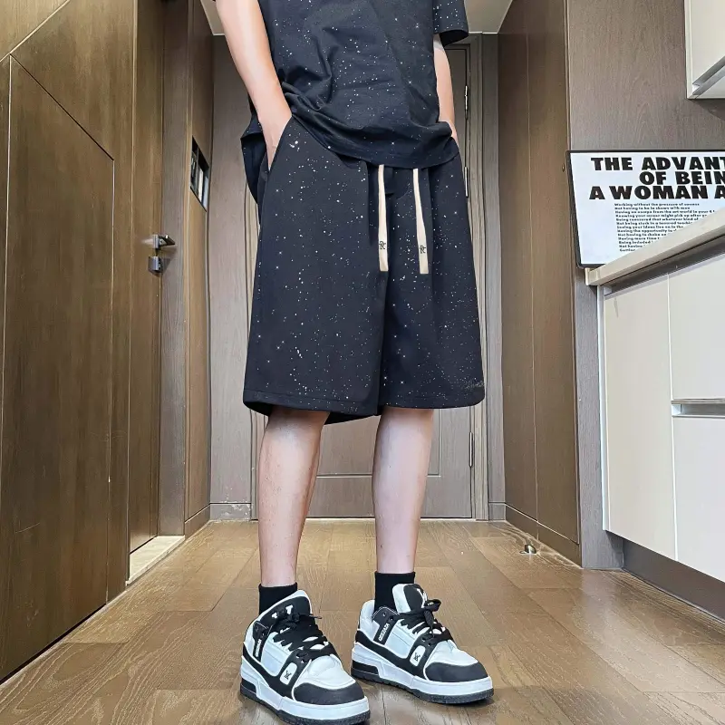 ROBINHOOD Casual Shorts Unisex Black Baby's Breath-4