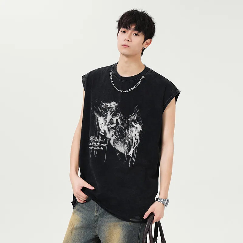 ROBINHOOD Tank Tops Unisex Washed Black-4