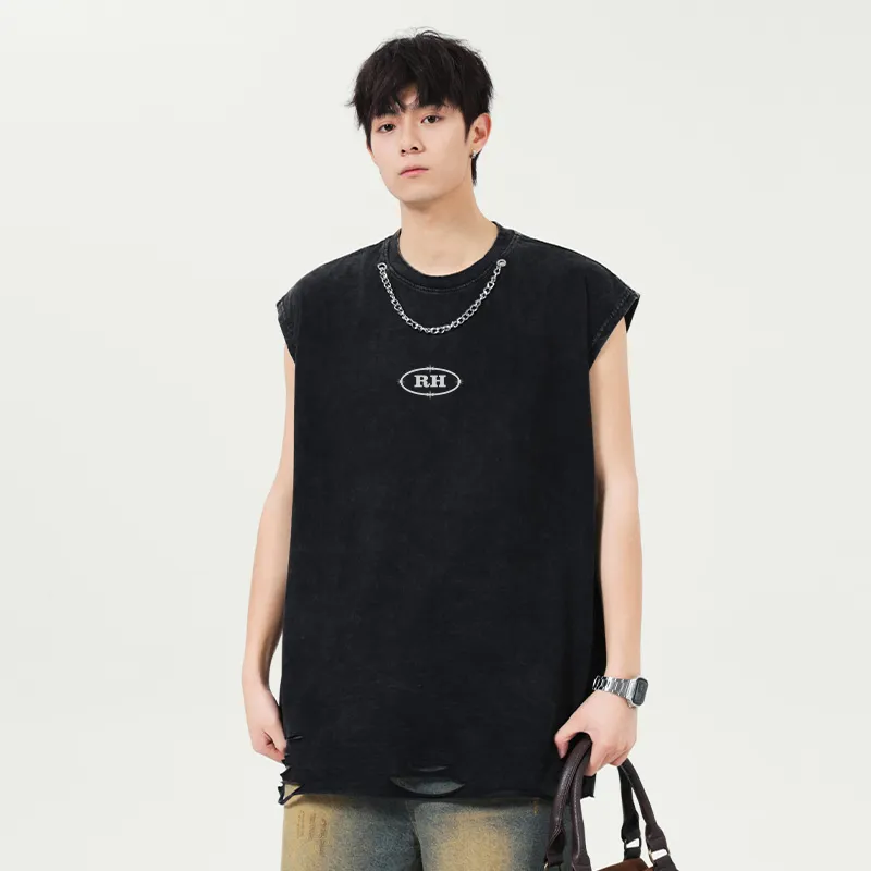 ROBINHOOD Tank Tops Unisex Washed Black-3