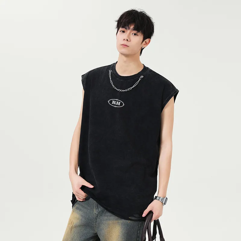 ROBINHOOD Tank Tops Unisex Washed Black-4