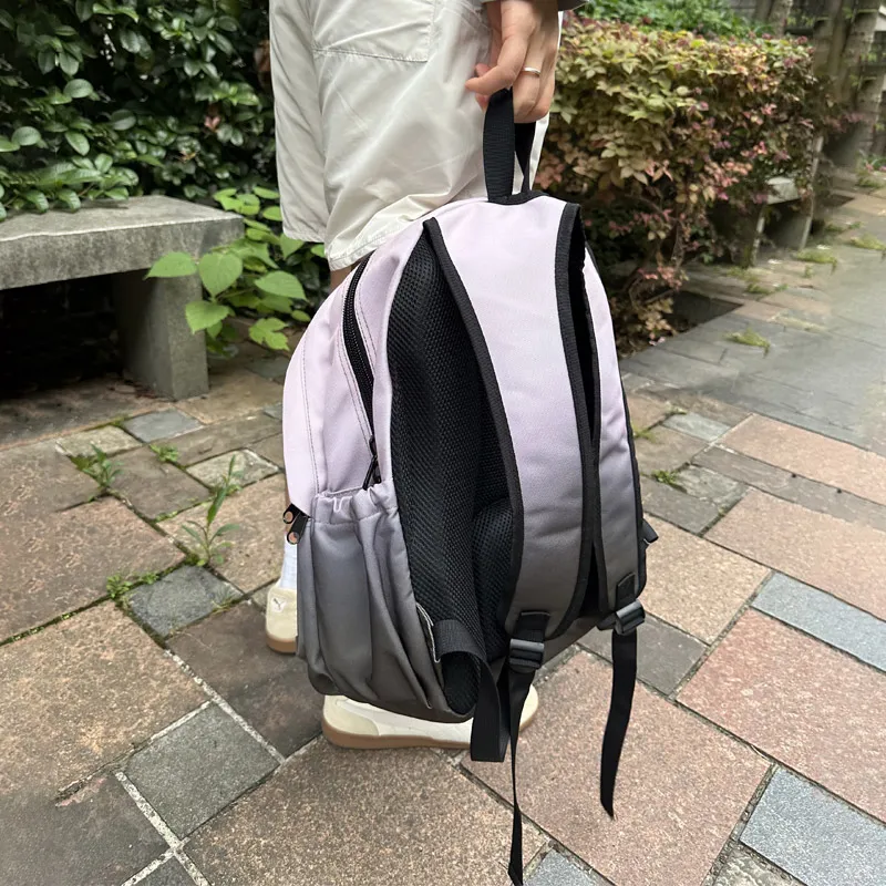 Hahhhsis Polyester Middle School Student, High School Student, University Student Backpack Unisex Gradient Coffee-7