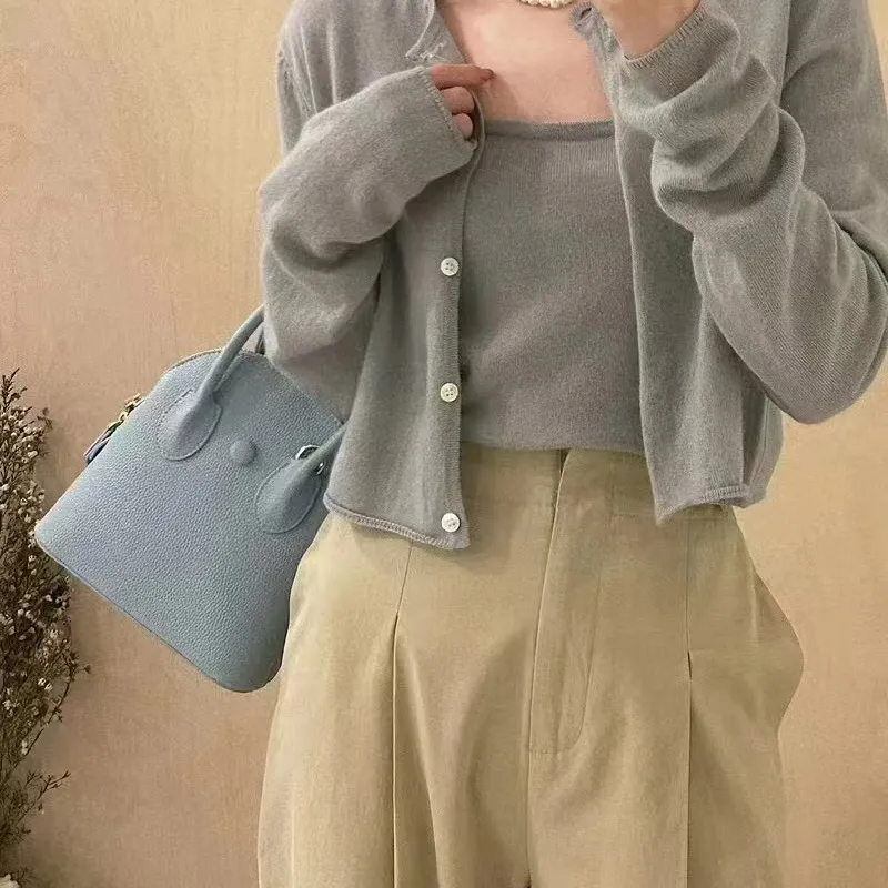 Hahhhsis PU Leather One Shoulder Handbags Women's Pink/Baby Blue/Silver/Khaki/Black-5