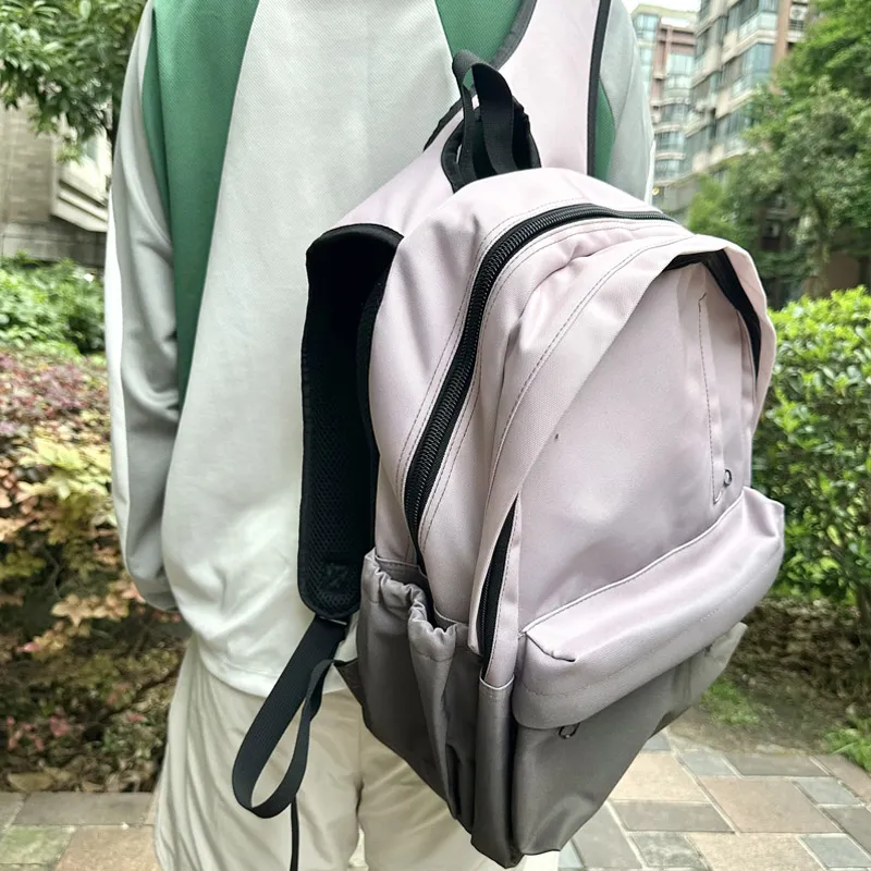 Hahhhsis Polyester Middle School Student, High School Student, University Student Backpack Unisex Gradient Coffee-5