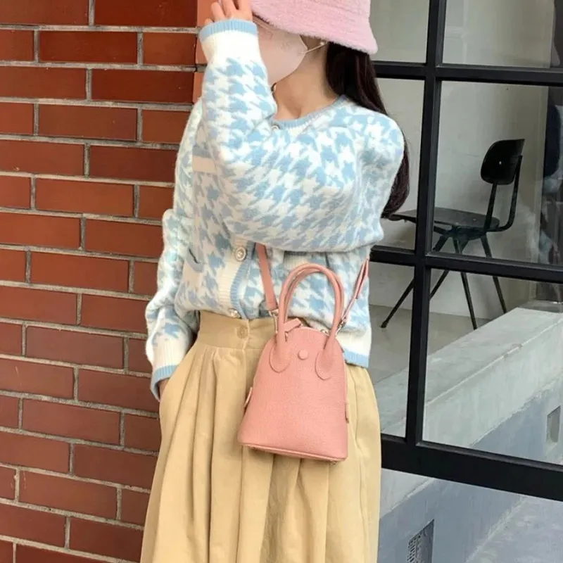 Hahhhsis PU Leather One Shoulder Handbags Women's Pink/Baby Blue/Silver/Khaki/Black-1
