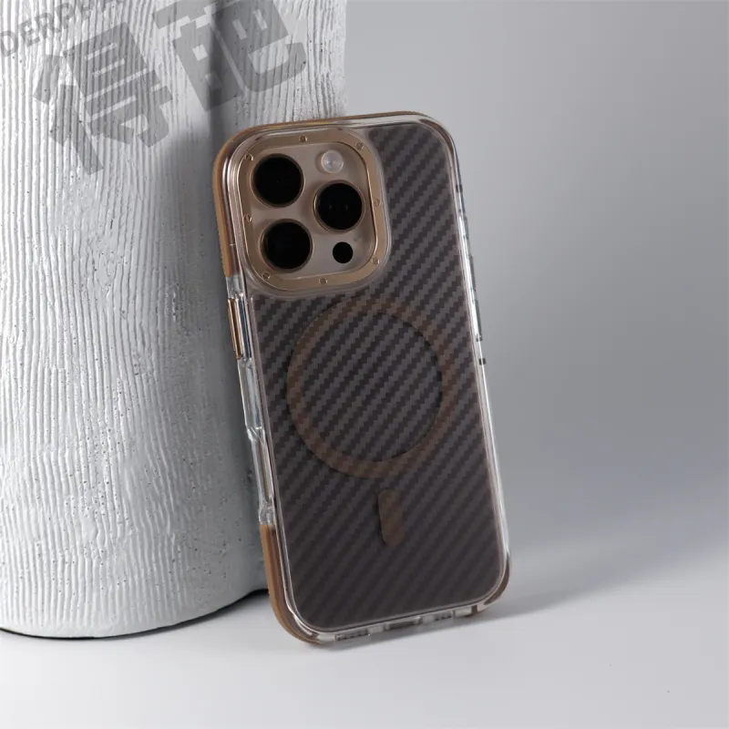 DEPA PC Material Semi Transparent Carbon Fiber Texture Magnetic Phone Cases Applicable To Apple-1
