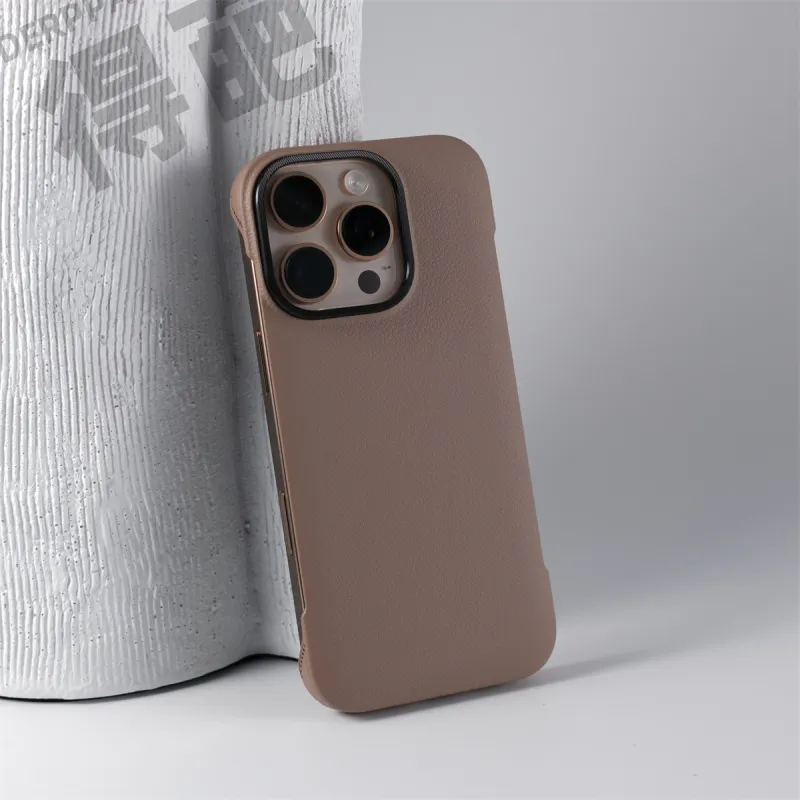 DEPA PC Material Frameless Litchi Grain Phone Cases Compatible With Apple 16 Pro Max/iPhone 15 Pro/14/13/12-1