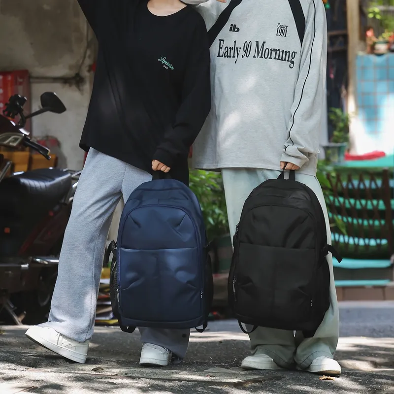 Gorora Nylon With Mesh Backpack Regular Unisex Black/Gray/Blue-1