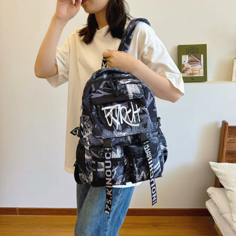 Gorora Nylon Fabric Backpack Regular Unisex Multicolor-6