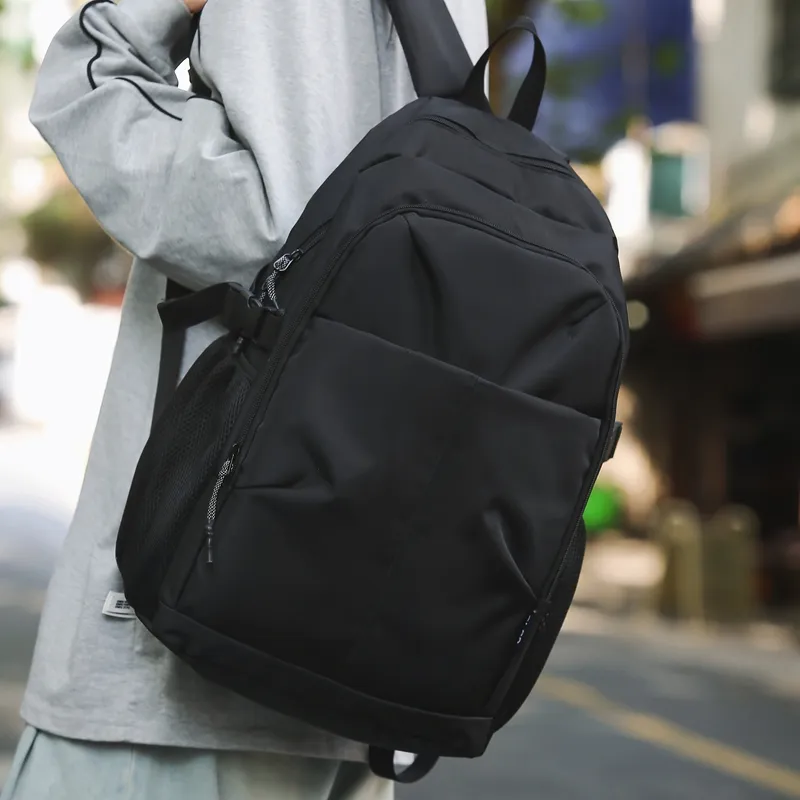 Gorora Nylon With Mesh Backpack Regular Unisex Black/Gray/Blue-5