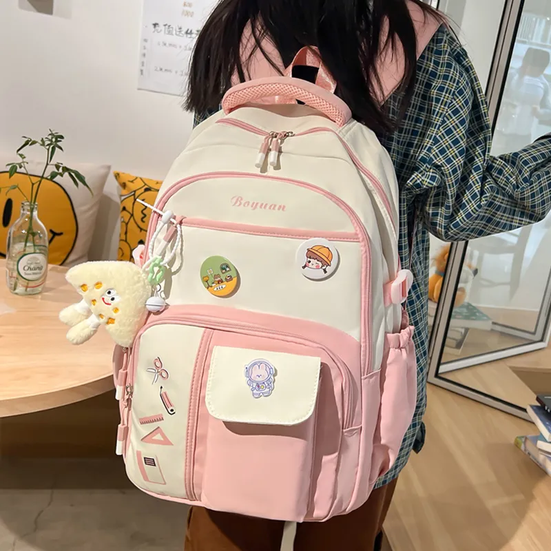 Gorora Nylon Fabric Backpack Regular Women's Multicolor-2