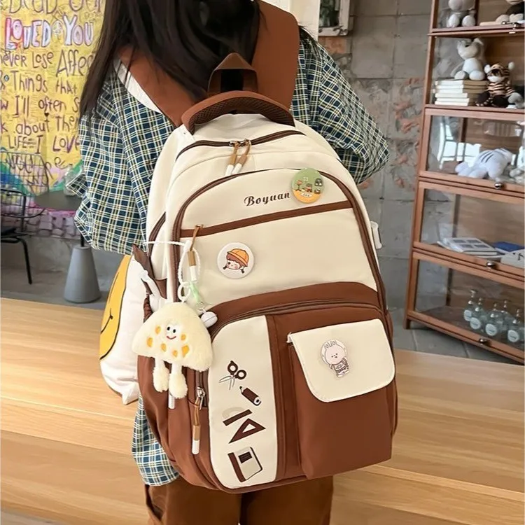 Gorora Nylon Fabric Backpack Regular Women's Multicolor-6