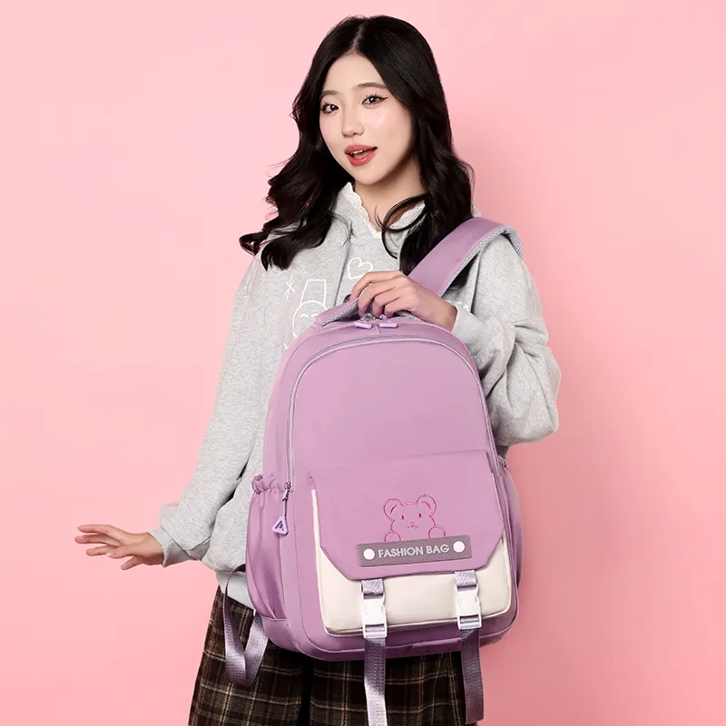 Gorora Nylon Fabric Backpack Regular Women's Multicolor-5