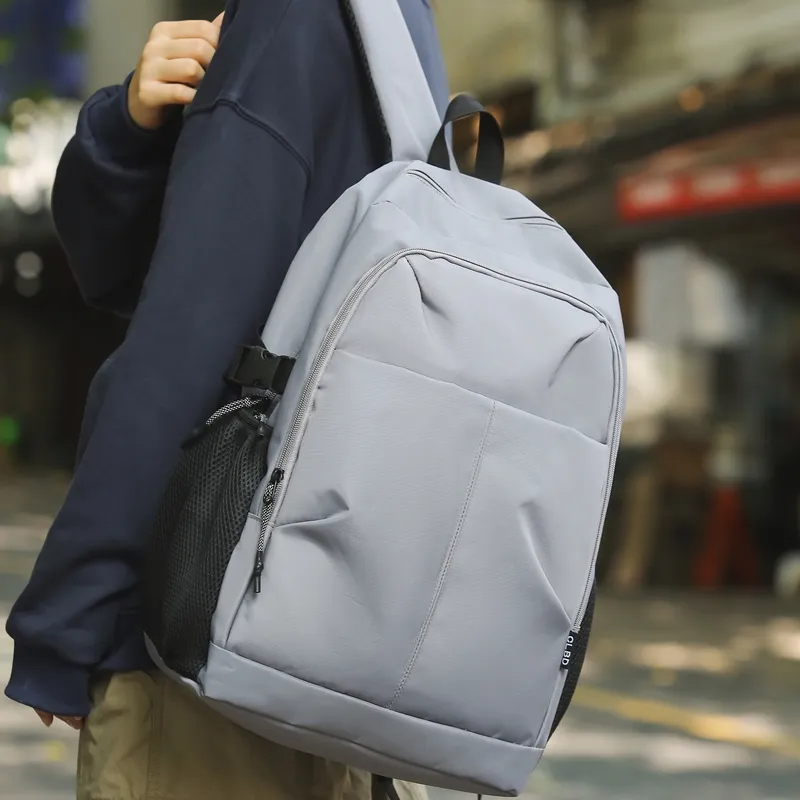 Gorora Nylon With Mesh Backpack Regular Unisex Black/Gray/Blue-3