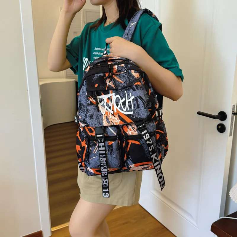 Gorora Nylon Fabric Backpack Regular Unisex Multicolor-3