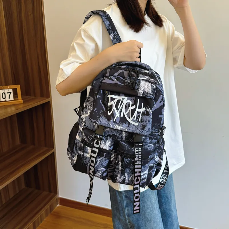 Gorora Nylon Fabric Backpack Regular Unisex Multicolor-5