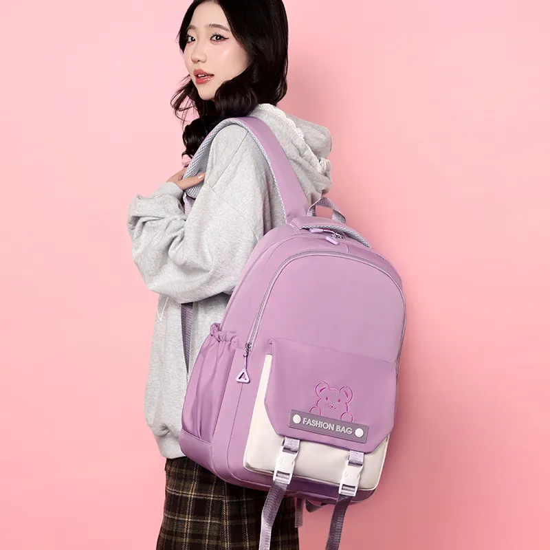 Gorora Nylon Fabric Backpack Regular Women's Multicolor-4