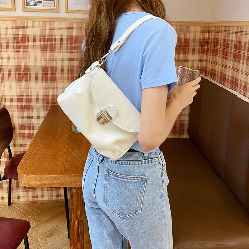 Carksky PU Portable Crossbody Bag, Shoulder Bag Women's Dusty Blue/White/Black-7
