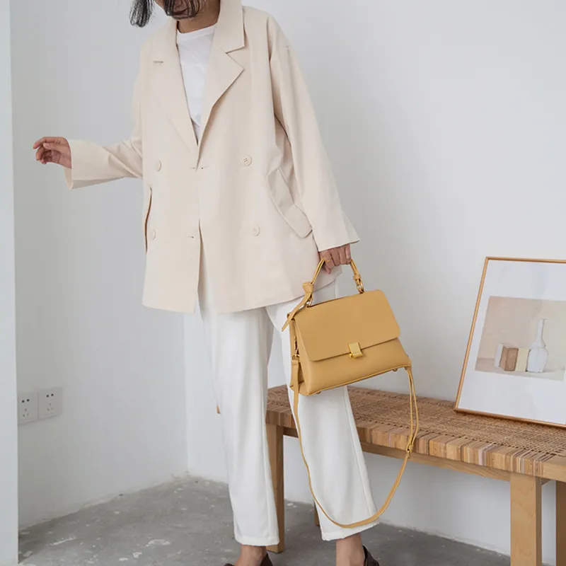 Carksky Cow Leather Shoulder Bag Crossbody Bag Handbag Regular Women's White/Black/Yellow/Blue/Brown/Khaki-10