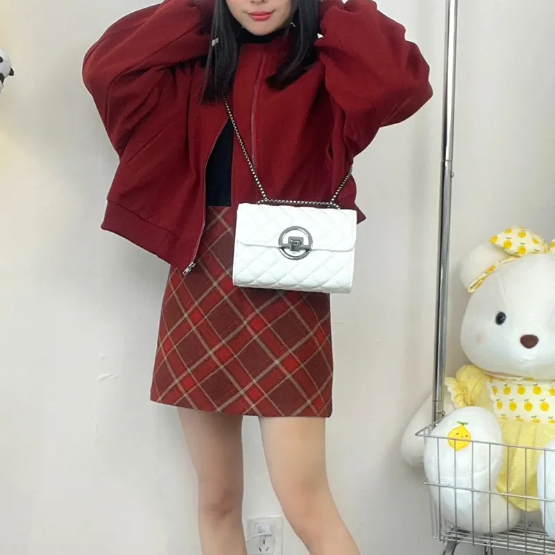 Carksky Leather Small Square Bag Shoulder Bag Crossbody Bag Women's Black/White-9