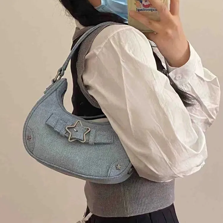 Carksky PU Shoulder Bag Regular Women's Blue/Black/White-7