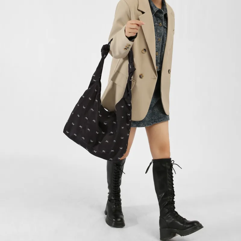 Carksky Canvas Canvas Bag Shoulder Bags Women's Black/White-3